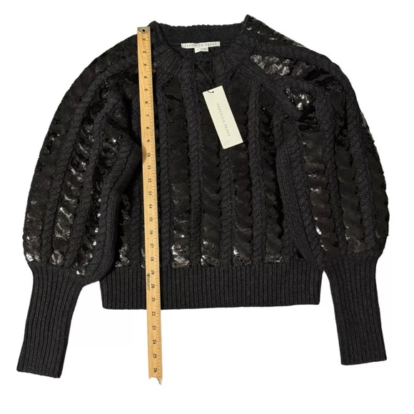 Veronica Beard Women’s Medium Yola Wool Cashmere Sequined Puff sleeve sweater - Picture 6 of 9